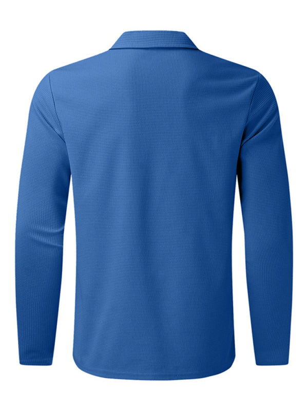 New Men's Waffle Zip Lapel Jacket Jacket Cardigan Tops on sale at MyriadMart