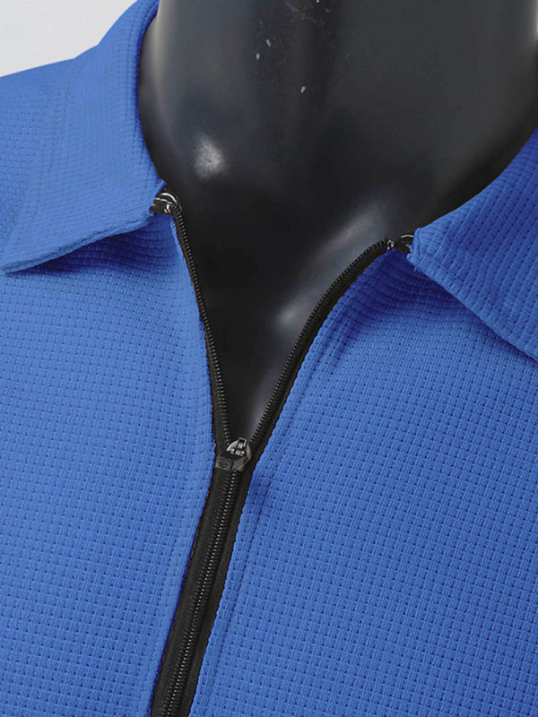 New Men's Waffle Zip Lapel Jacket Jacket Cardigan Tops on sale at MyriadMart