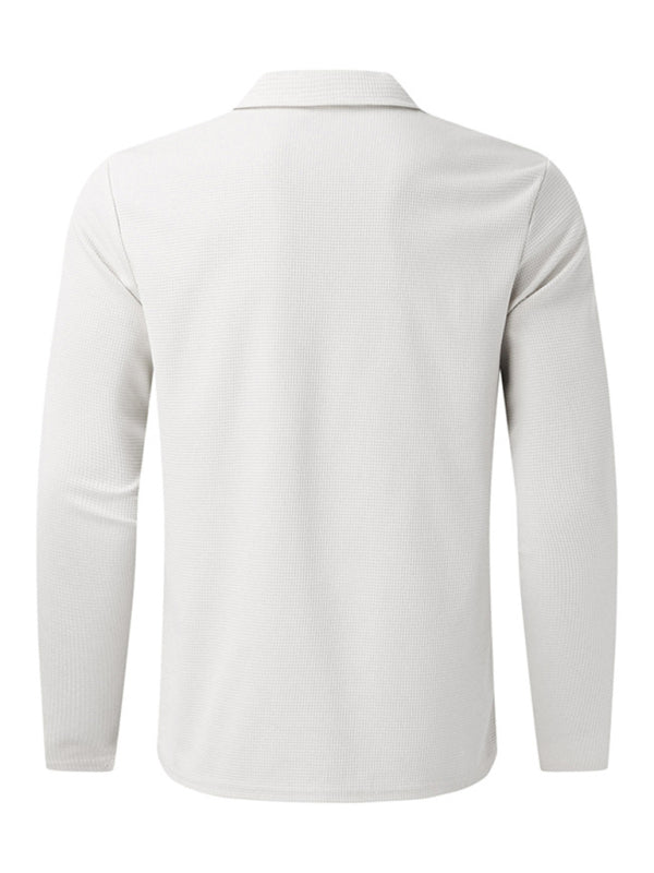 New Men's Waffle Zip Lapel Jacket Jacket Cardigan Tops on sale at MyriadMart