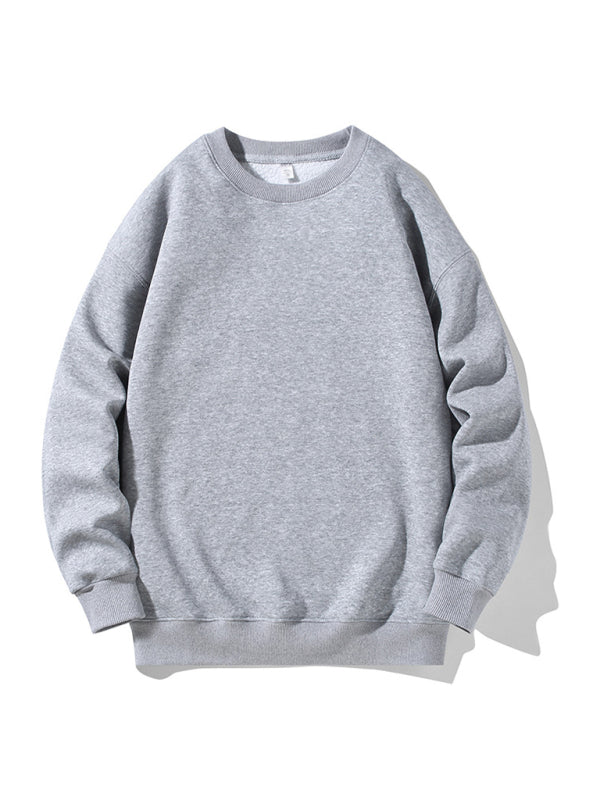 Men's new solid color round neck long sleeve sweatshirt on sale at MyriadMart