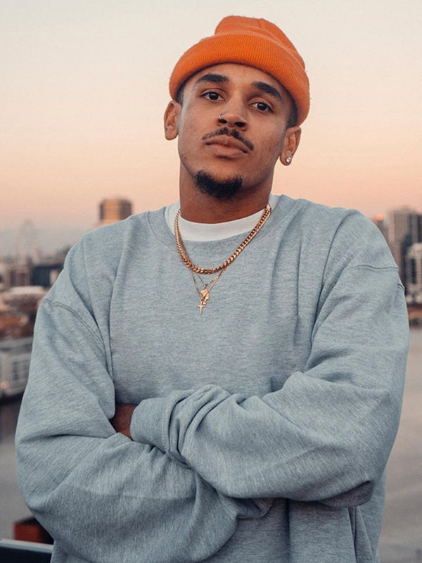 Men's new solid color round neck long sleeve sweatshirt on sale at MyriadMart