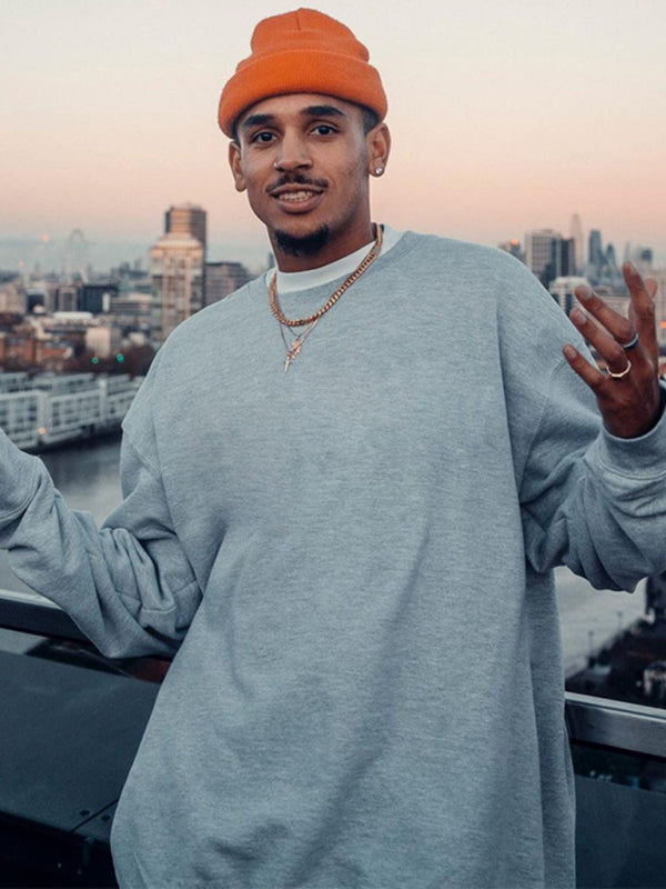 Men's new solid color round neck long sleeve sweatshirt on sale at MyriadMart