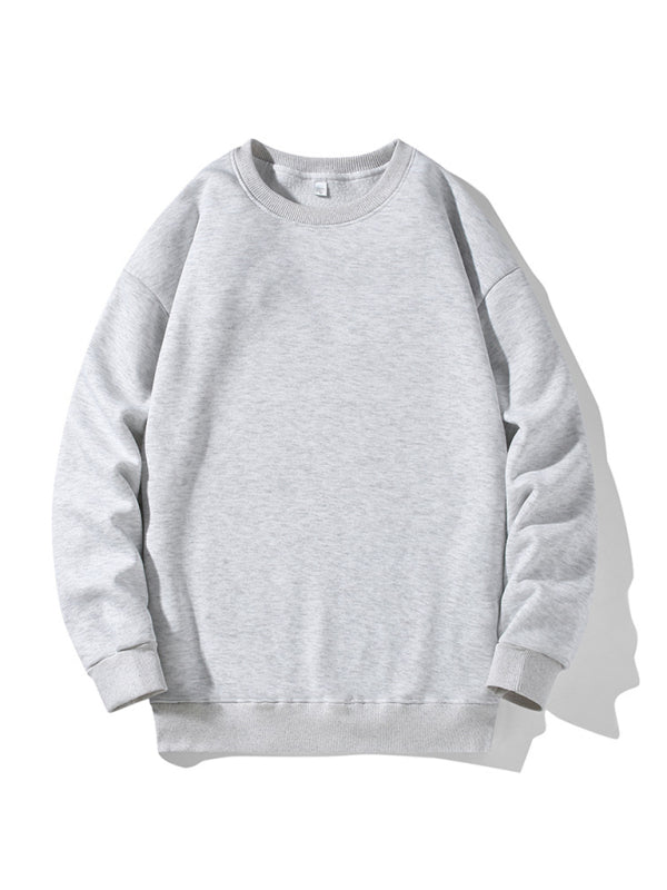 Men's new solid color round neck long sleeve sweatshirt on sale at MyriadMart