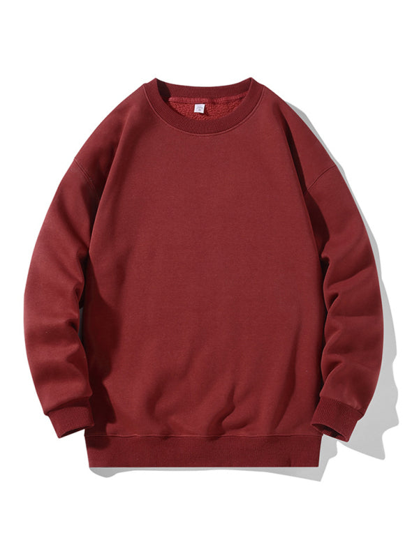 Men's new solid color round neck long sleeve sweatshirt on sale at MyriadMart
