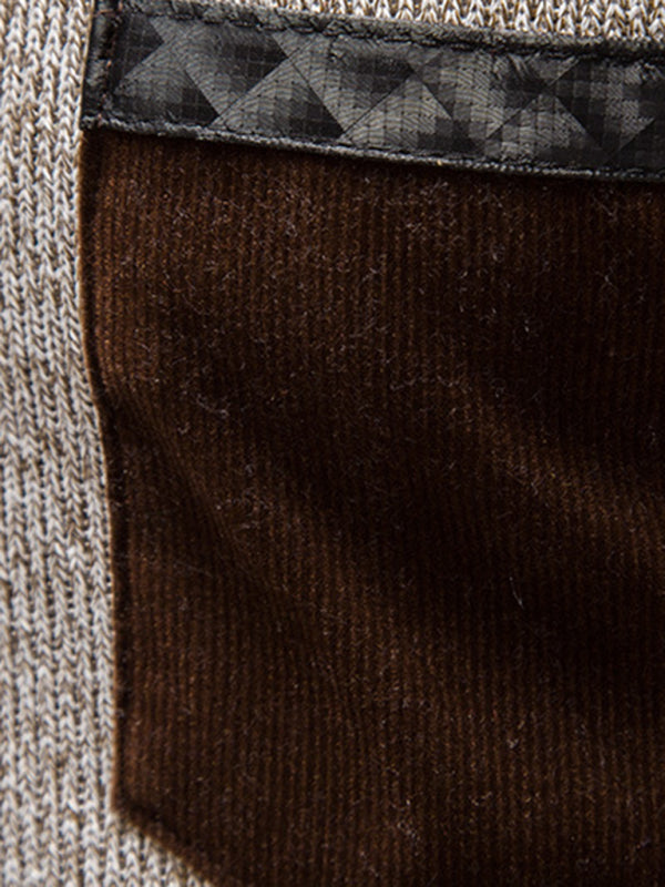 Men's stand-up collar thickened patchwork half-zip lapel sweater pullover sweater - MyriadMart