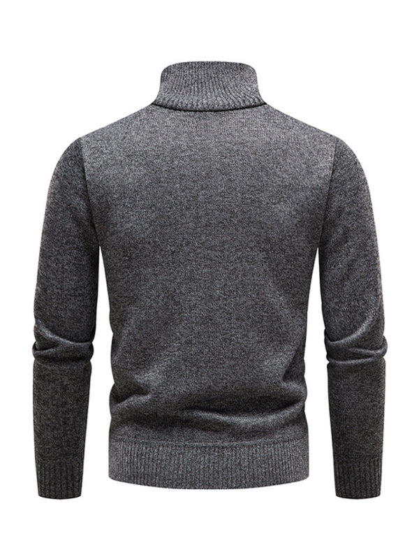Men's stand-up collar thickened patchwork half-zip lapel sweater pullover sweater - MyriadMart