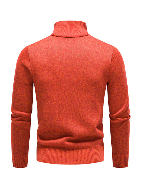 Men's stand-up collar thickened patchwork half-zip lapel sweater pullover sweater - MyriadMart
