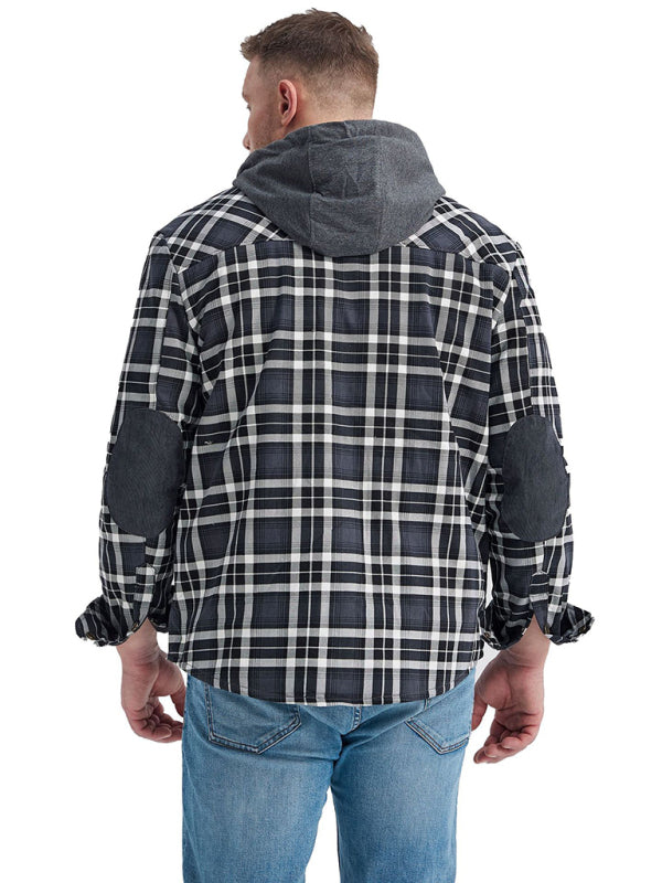 Men's plaid loose warm hooded jacket - MyriadMart