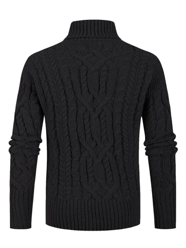 Men's new solid color twist pullover long-sleeved sweater on sale at MyriadMart