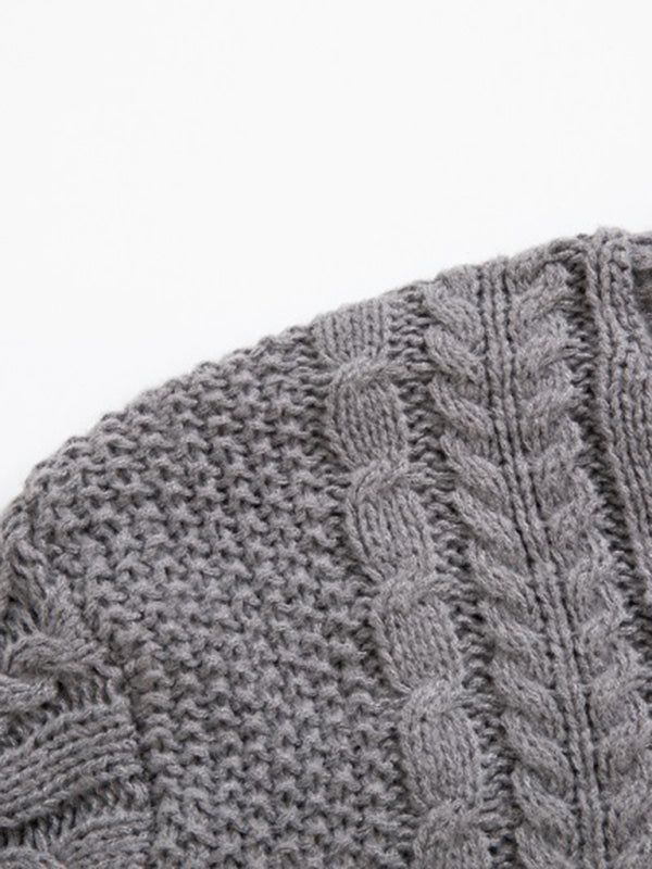 Men's new solid color twist pullover long-sleeved sweater on sale at MyriadMart