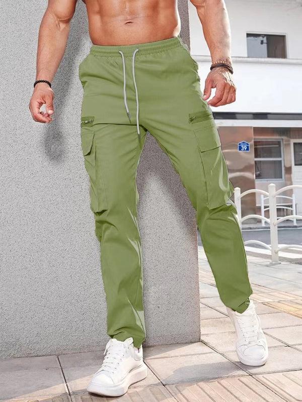Men's new fashionable casual sports zipper decorative overalls