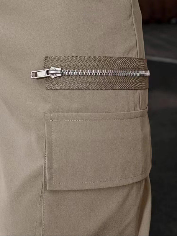 Men's new fashionable casual sports zipper decorative overalls