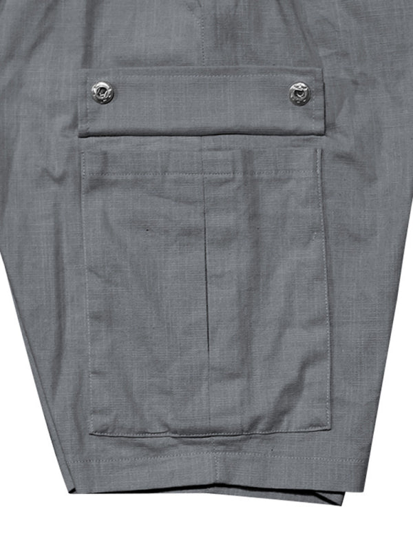 Casual Men's Slim Drawstring Shorts Thin Quarter Pants Cargo Shorts