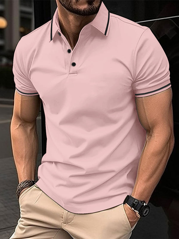 New Fashion Button Ribbed Collar Sports Polo Shirt Lapel Collar Polo Shirt