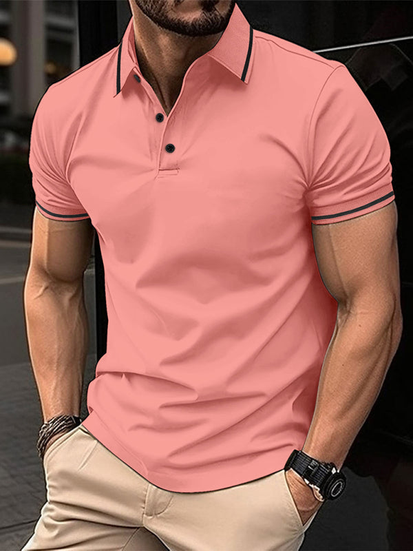 New Fashion Button Ribbed Collar Sports Polo Shirt Lapel Collar Polo Shirt