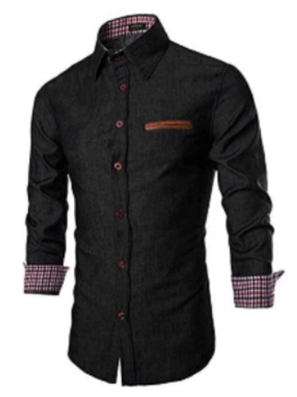 Men's Casual Shirt Pocket Patchwork Leather Long Sleeve Shirt - MyriadMart