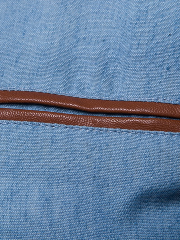 Men's Casual Shirt Pocket Patchwork Leather Long Sleeve Shirt - MyriadMart