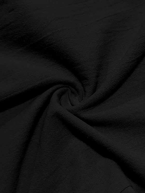 Men's black breathable linen loose casual trousers - MyriadMart