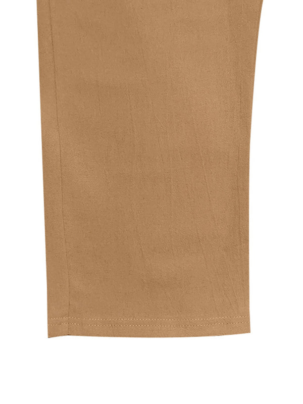 Men's Khaki Breathable Linen Loose Casual Pants - MyriadMart