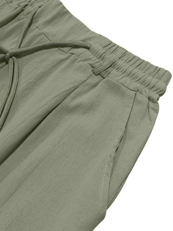 Men's Loose Casual Relaxed Straight Linen Naples Gurga Breathable Trousers - MyriadMart