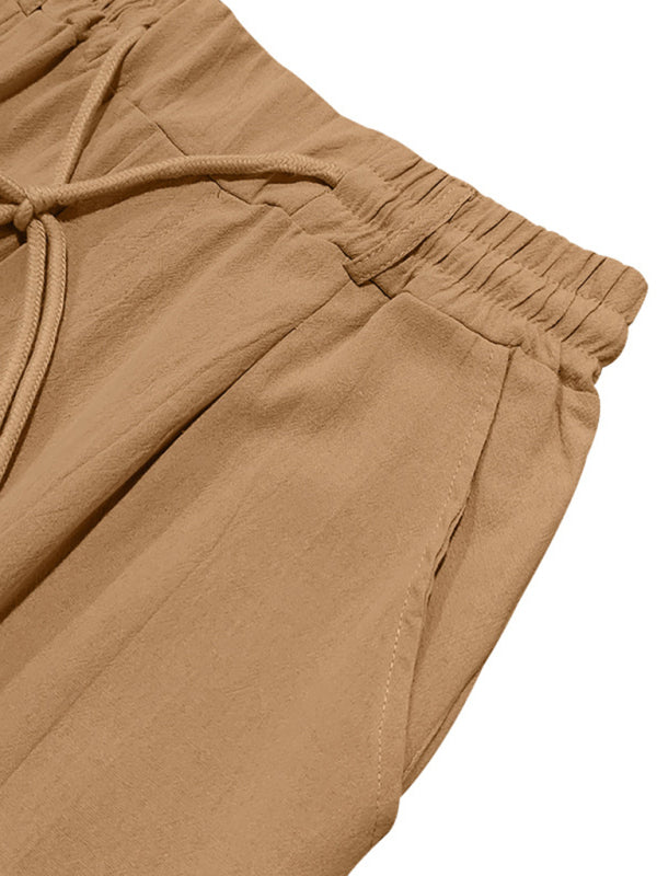 Men's Loose Casual Relaxed Straight Linen Naples Gurga Breathable Trousers - MyriadMart