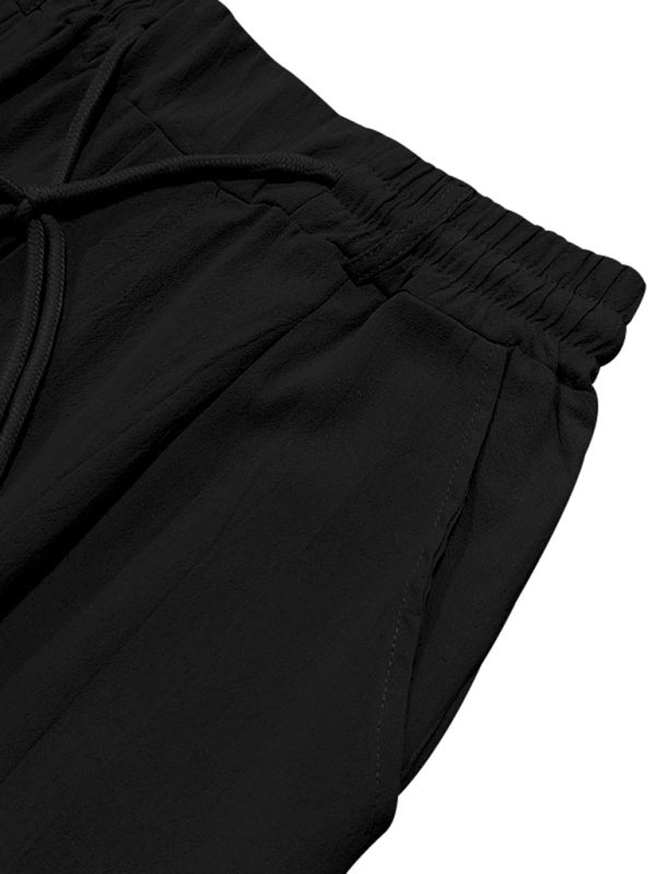 Men's Loose Casual Relaxed Straight Linen Naples Gurga Breathable Trousers - MyriadMart
