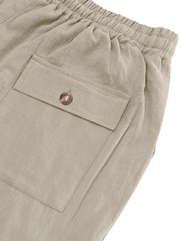 Loose linen casual wide-leg beach sports four seasons breathable trousers - MyriadMart