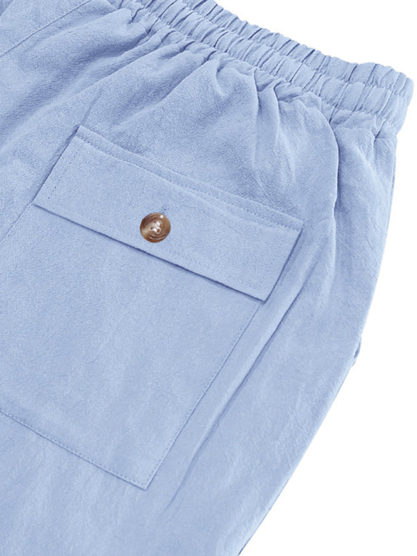 Loose linen casual wide-leg beach sports four seasons breathable trousers - MyriadMart