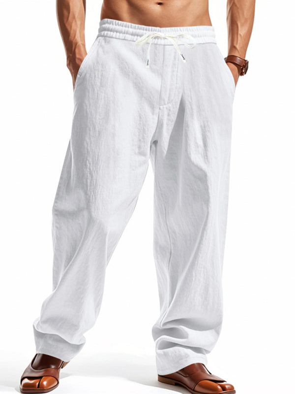 Loose linen casual wide-leg beach sports four seasons breathable trousers - MyriadMart