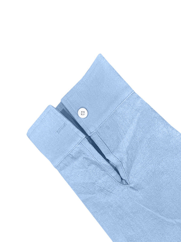 Linen long-sleeved stand-up collar breathable casual men's shirt - MyriadMart