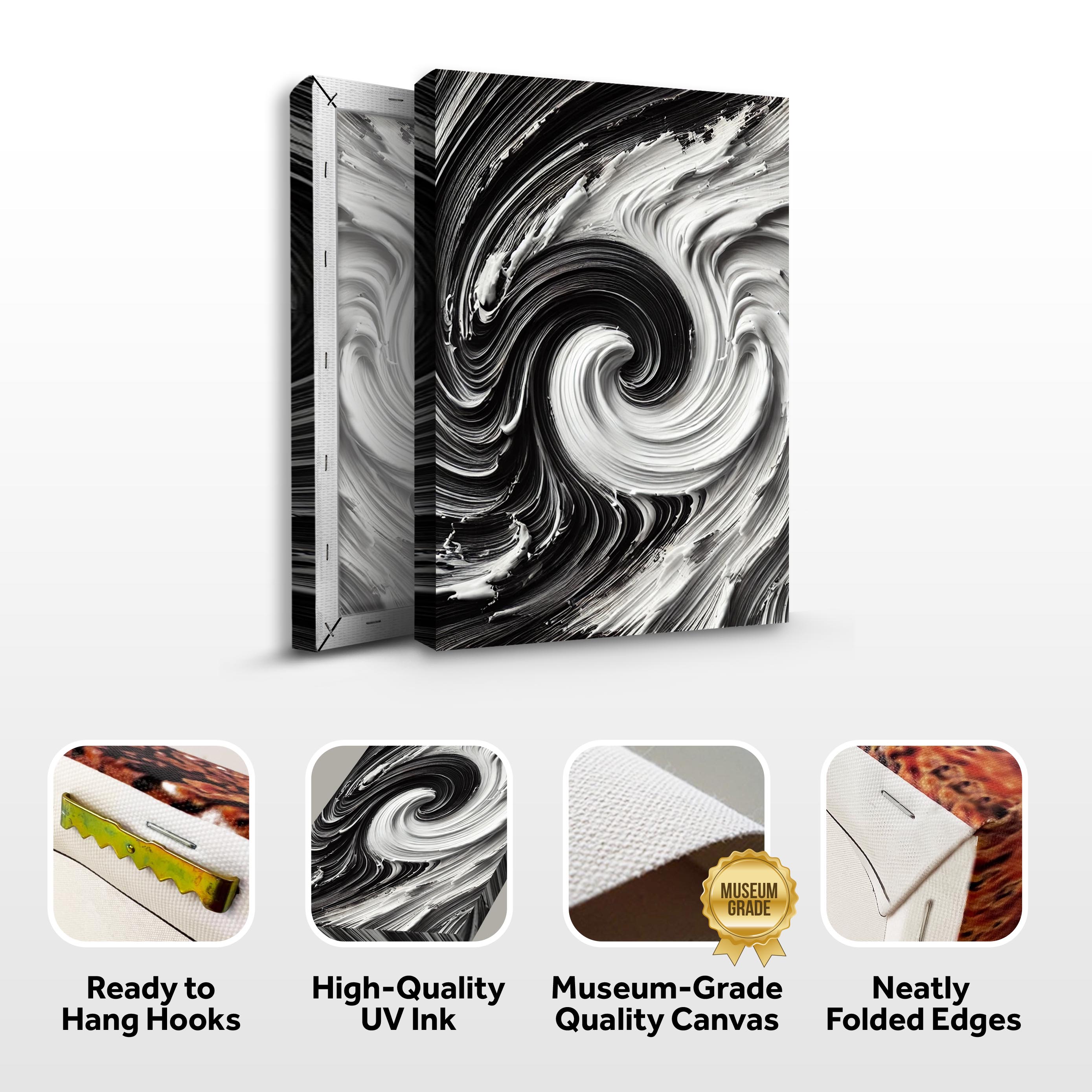 Modern Black and White Waves Wall Art on sale at MyriadMart