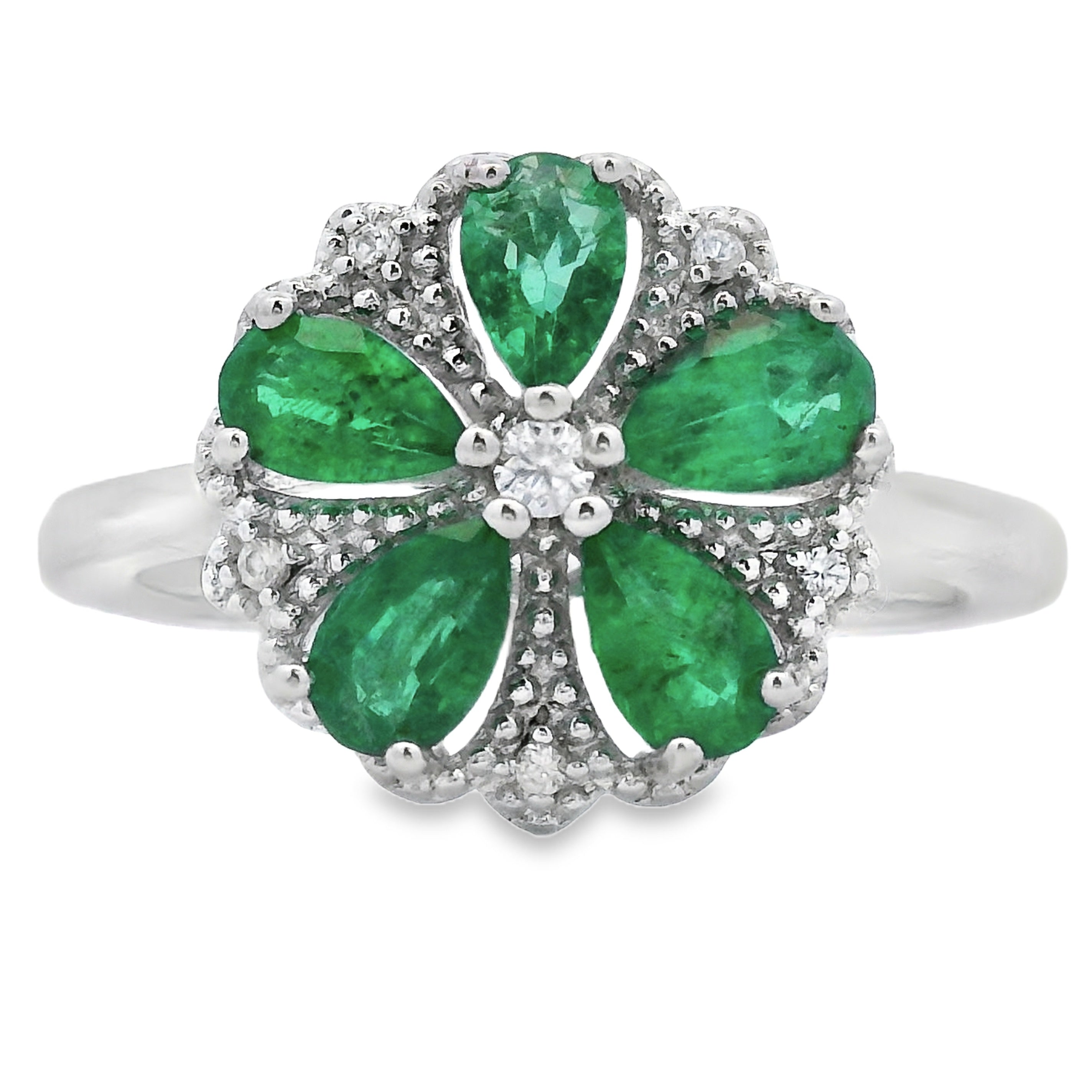 1.03ct Emerald Zircon Ring Sterling Silver on sale at MyriadMart