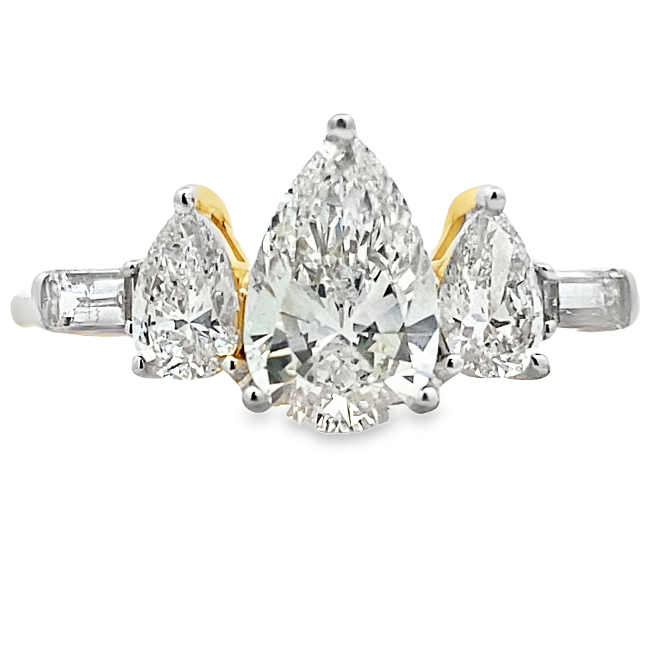 1.50ct Lab Grown Diamond 3 Stone Ring 14KT Yellow Gold on sale at MyriadMart