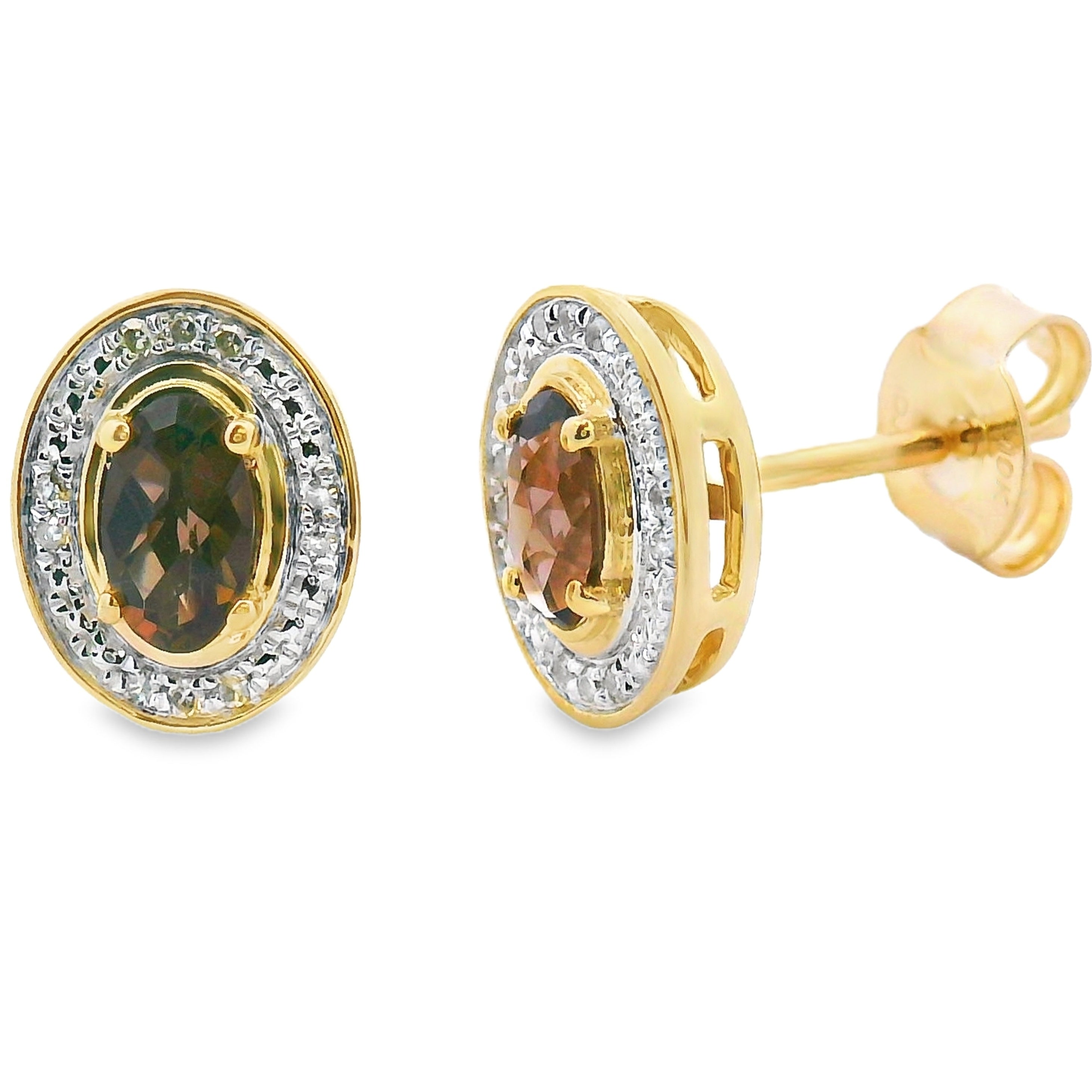 .45ct Quartz Diamond Earrings 10KT Yellow Gold on sale at MyriadMart