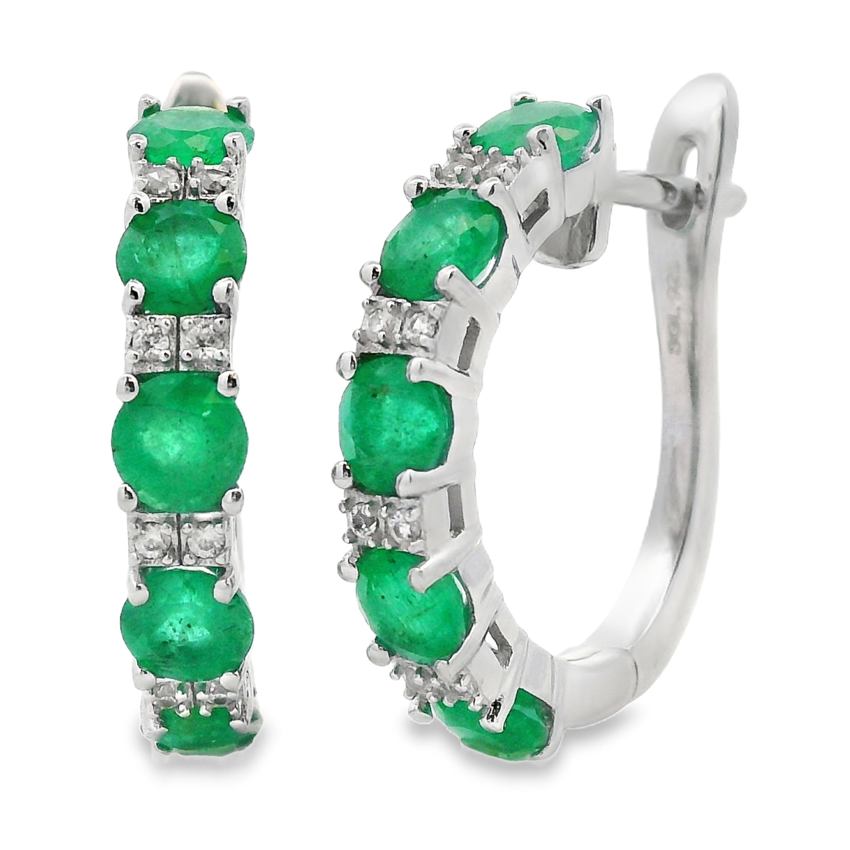 2.92ct Emerald Zircon Hoop Earrings Sterling Silver on sale at MyriadMart