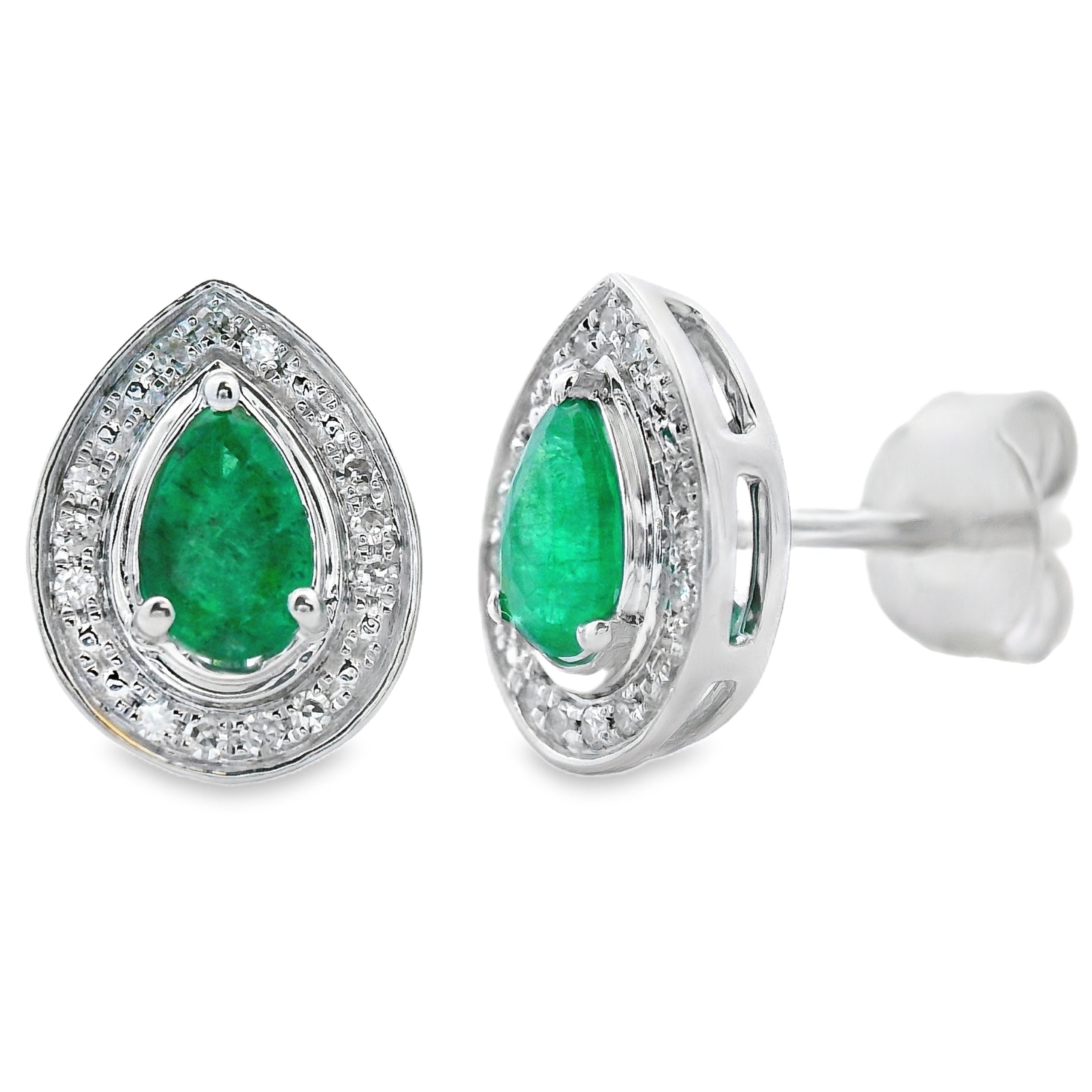 .45ct Emerald Diamond Stud Earrings 10KT White Gold on sale at MyriadMart