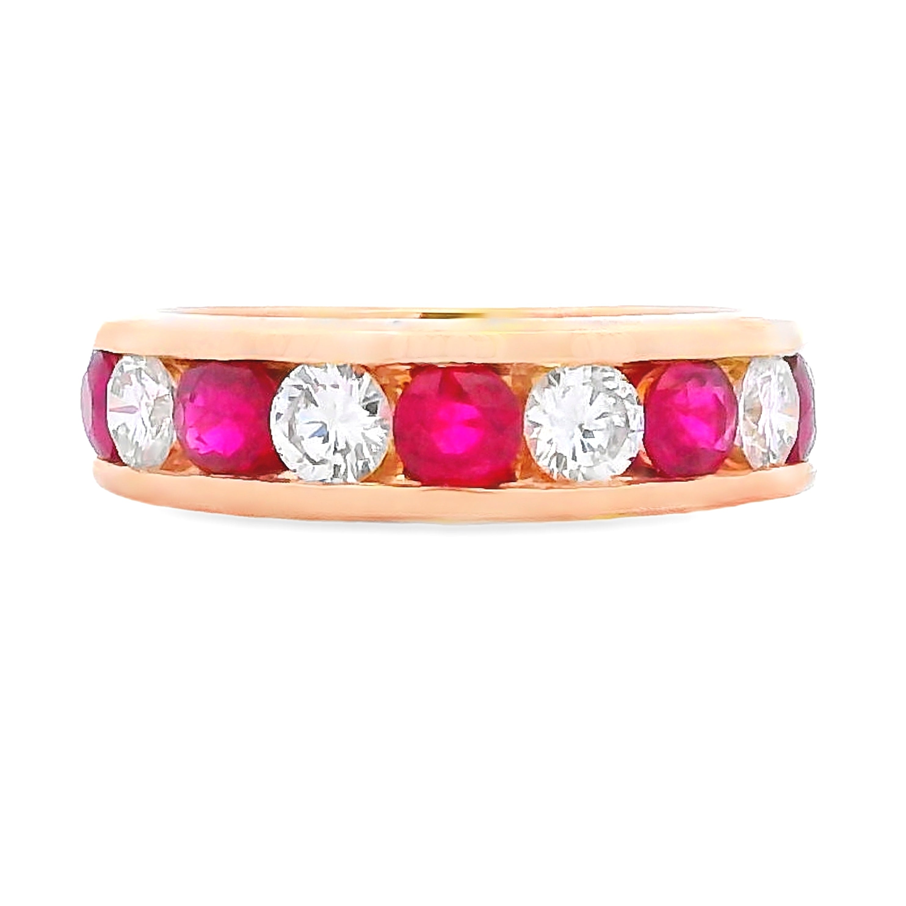 2.50ct Ruby Diamond Wedding Band Ring 14KT Yellow Gold on sale at MyriadMart