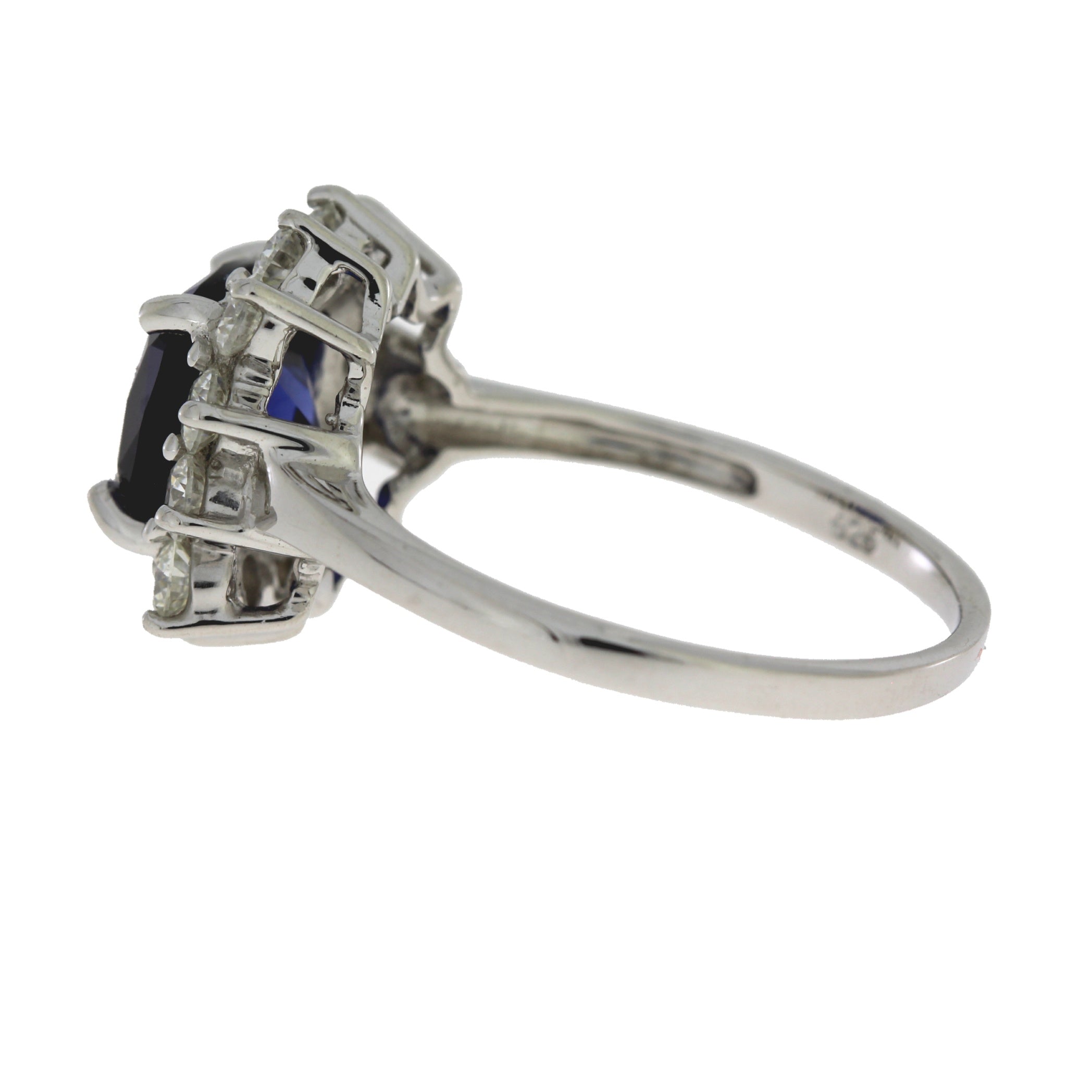 Created Sapphire Moissanite Ring Sterling Silver on sale at MyriadMart