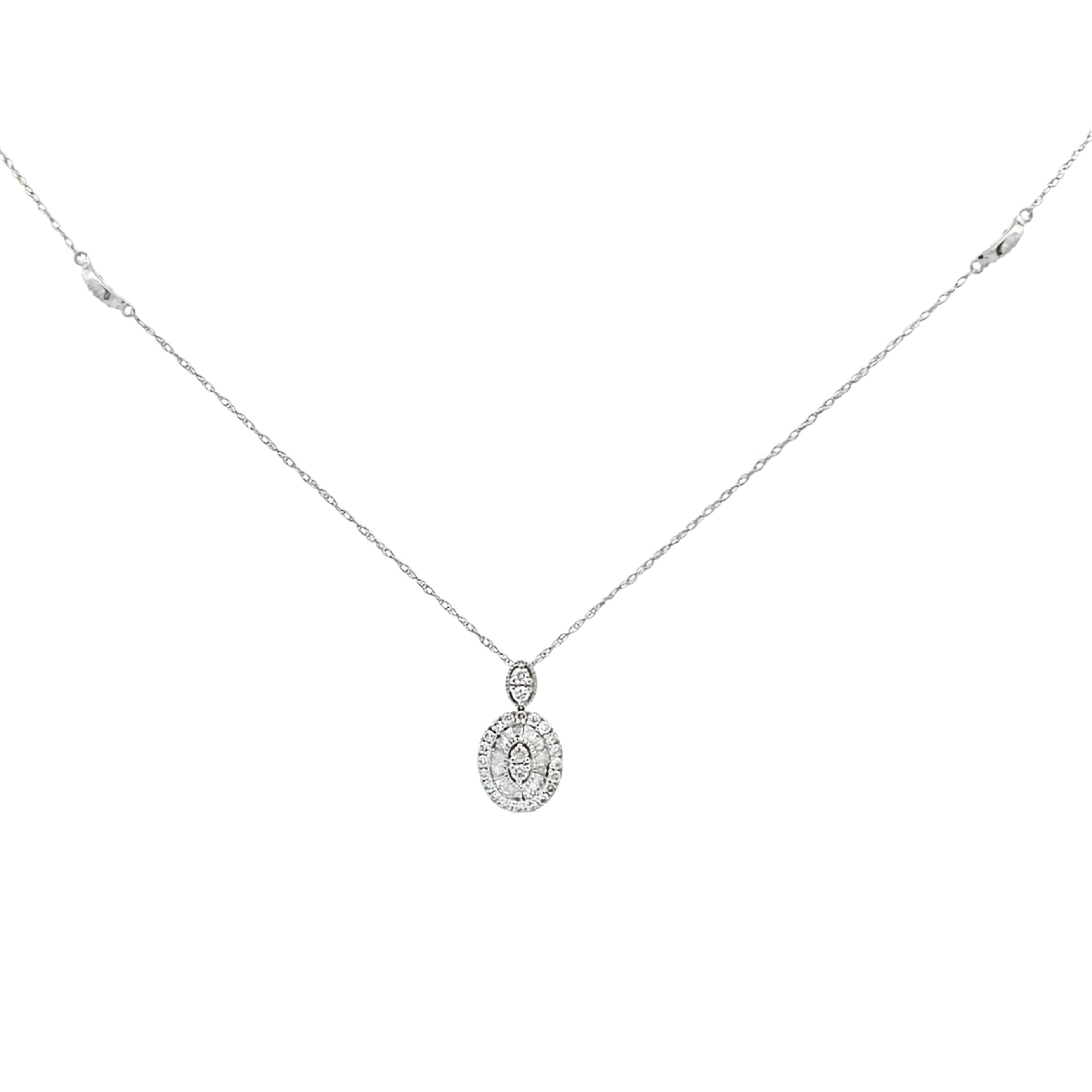Natural .35ct Diamond Fashion Pendants 14KT White Gold