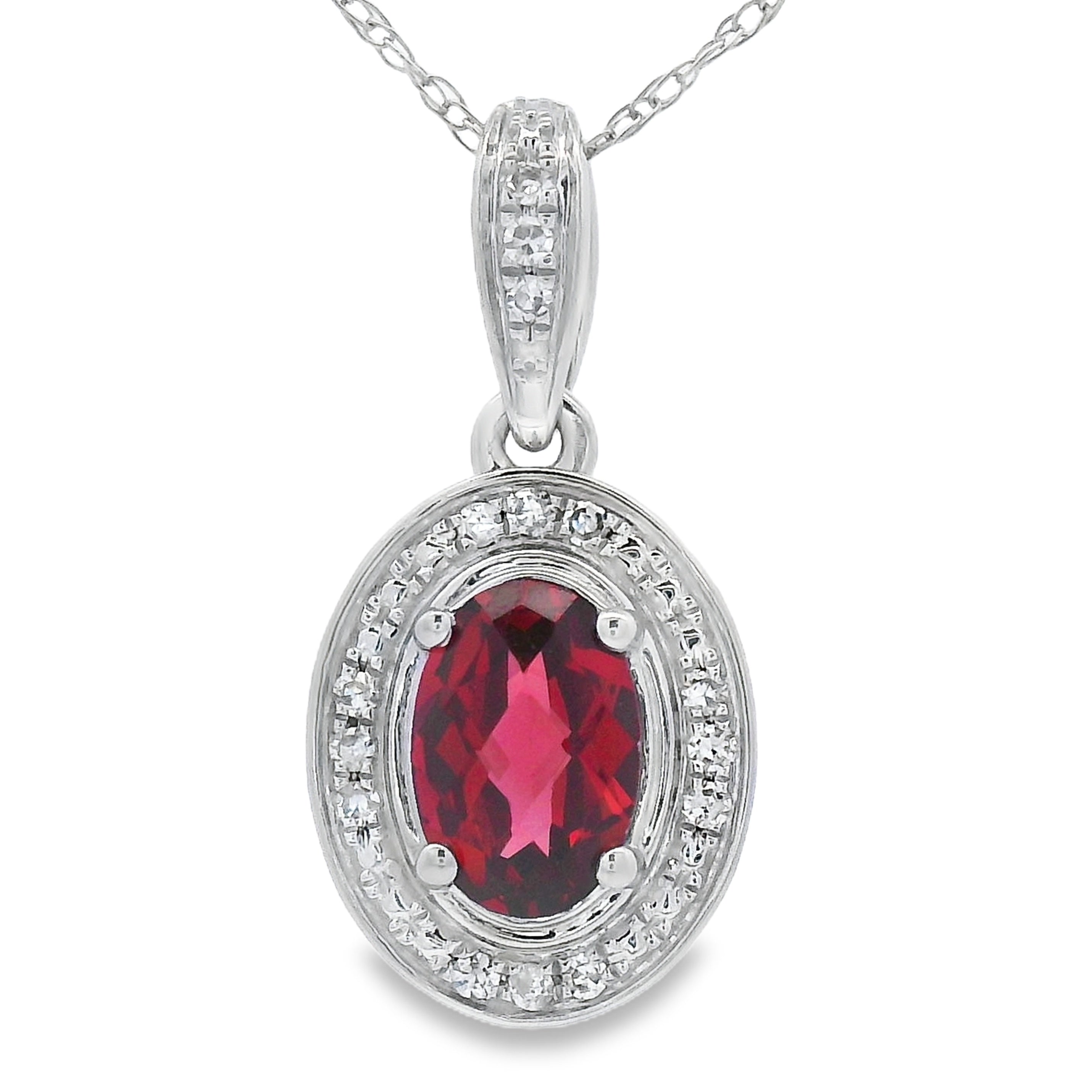 .58ct Garnet Diamond Fashion Pendants 10KT White Gold on sale at MyriadMart