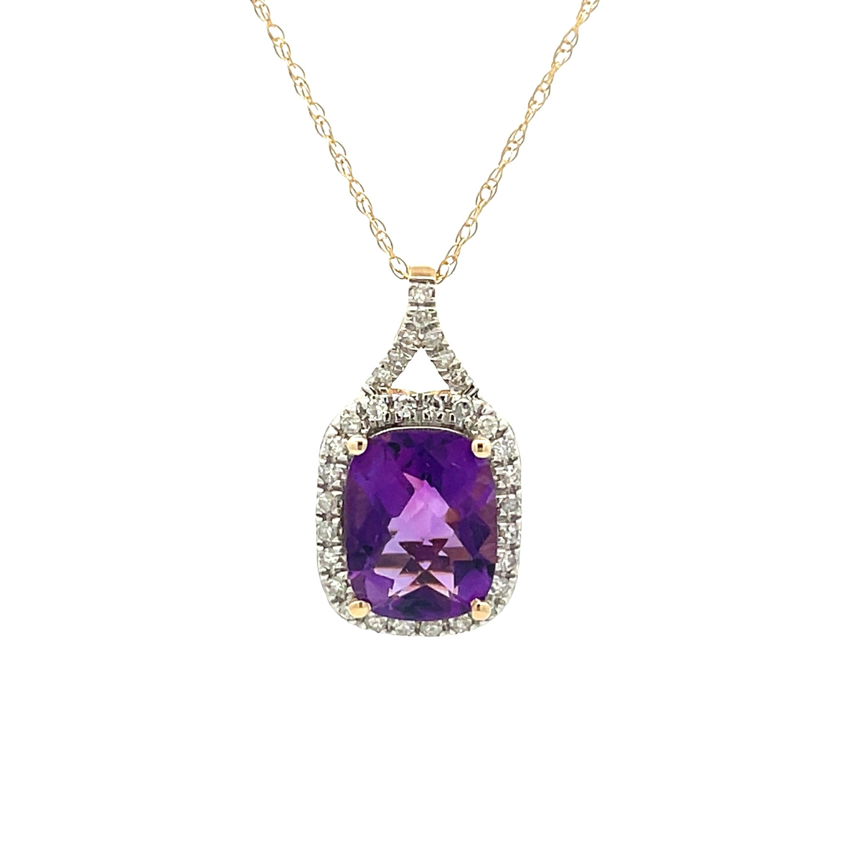 Amethyst Diamond Fashion Pendants 14KT Yellow Gold on sale at MyriadMart