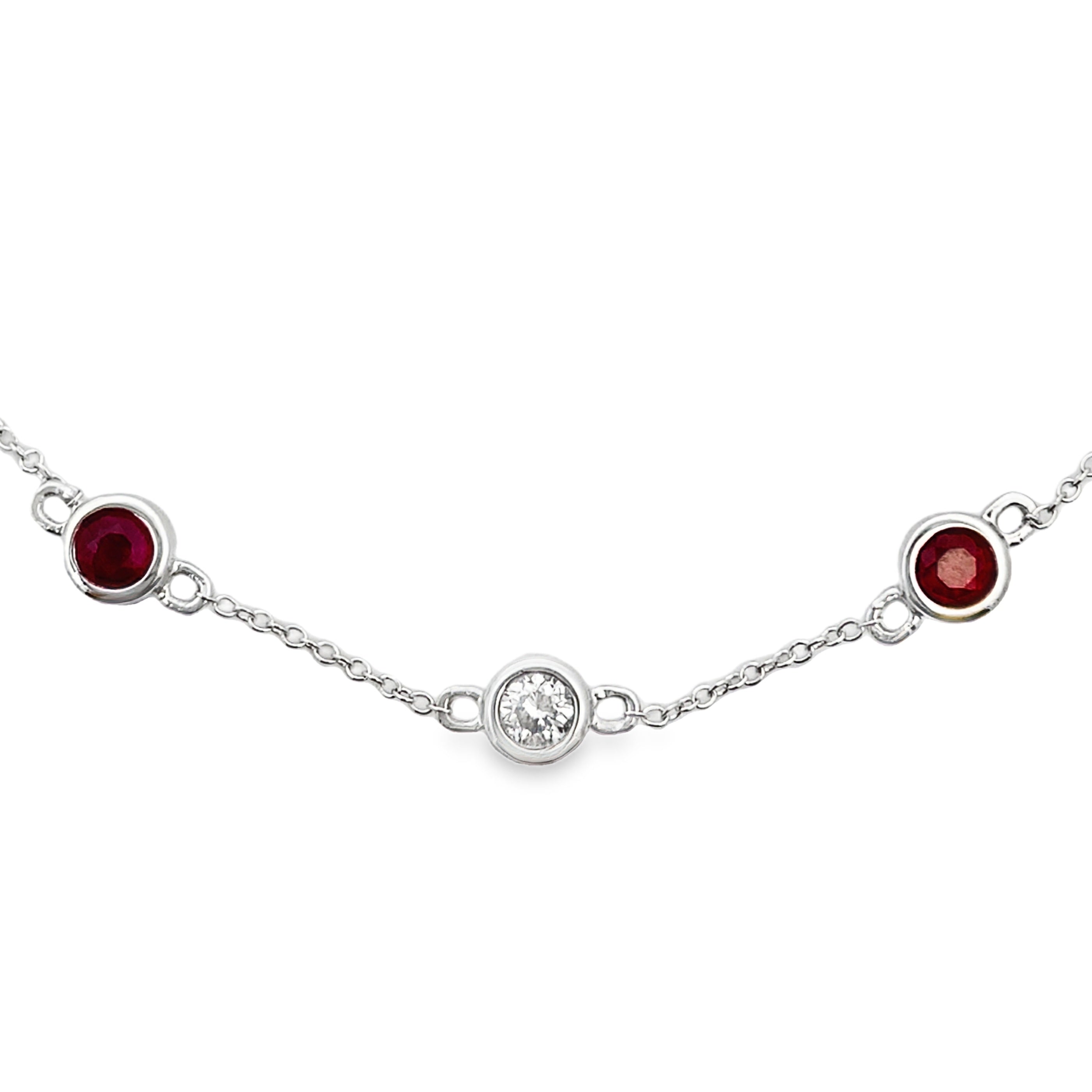 .71ct Ruby Diamond Bracelet 14KT White Gold on sale at MyriadMart