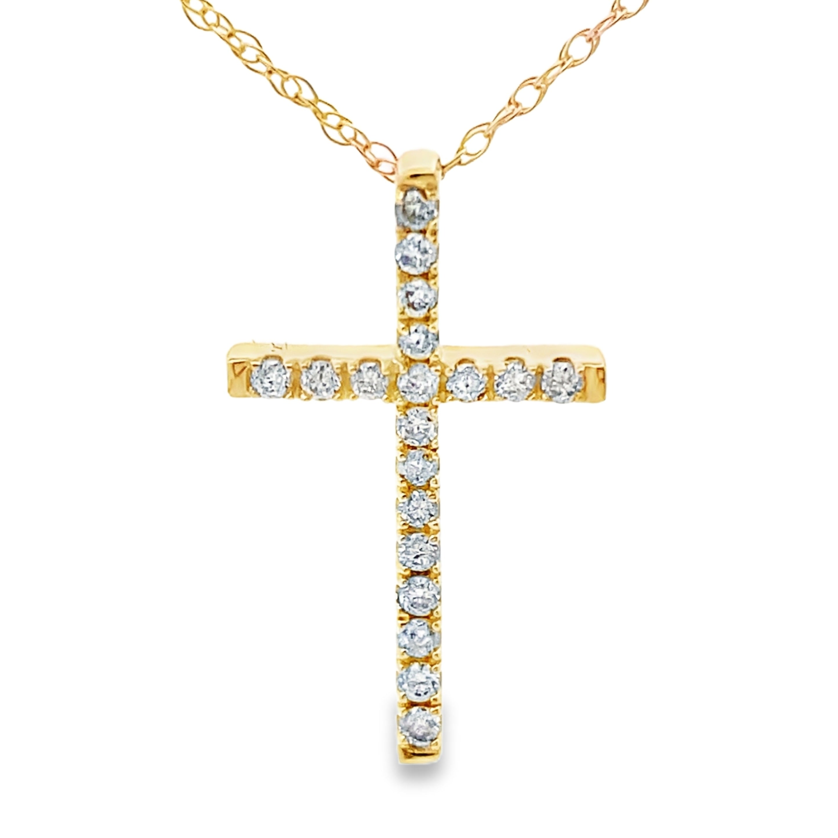 .13ct Diamond Cross Religious Pendant 14KT Yellow Gold on sale at MyriadMart