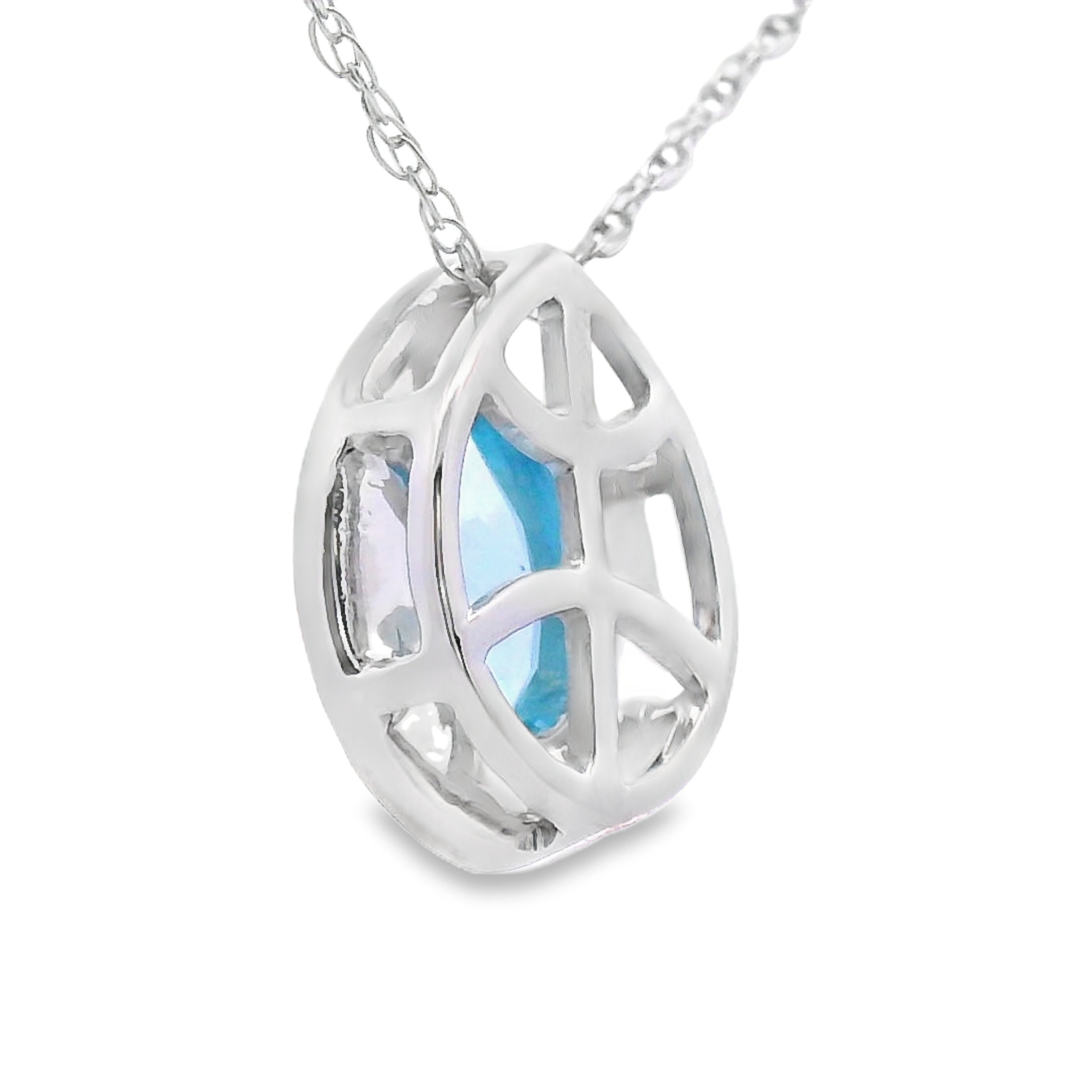 Blue Topaz Diamond Fashion Pendants 10KT White Gold on sale at MyriadMart
