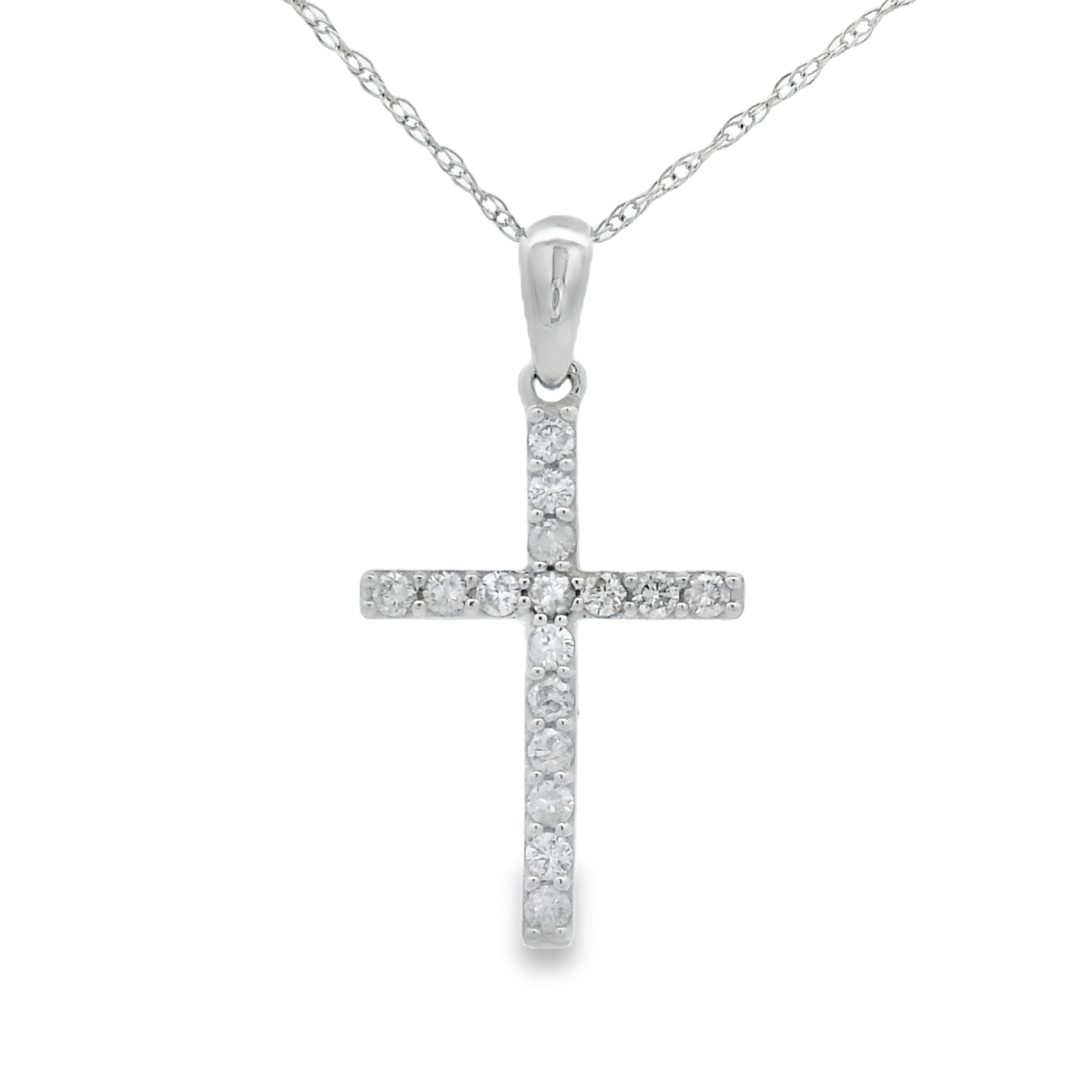 .19ct Diamond Cross Religious Pendant 14KT White Gold on sale at MyriadMart
