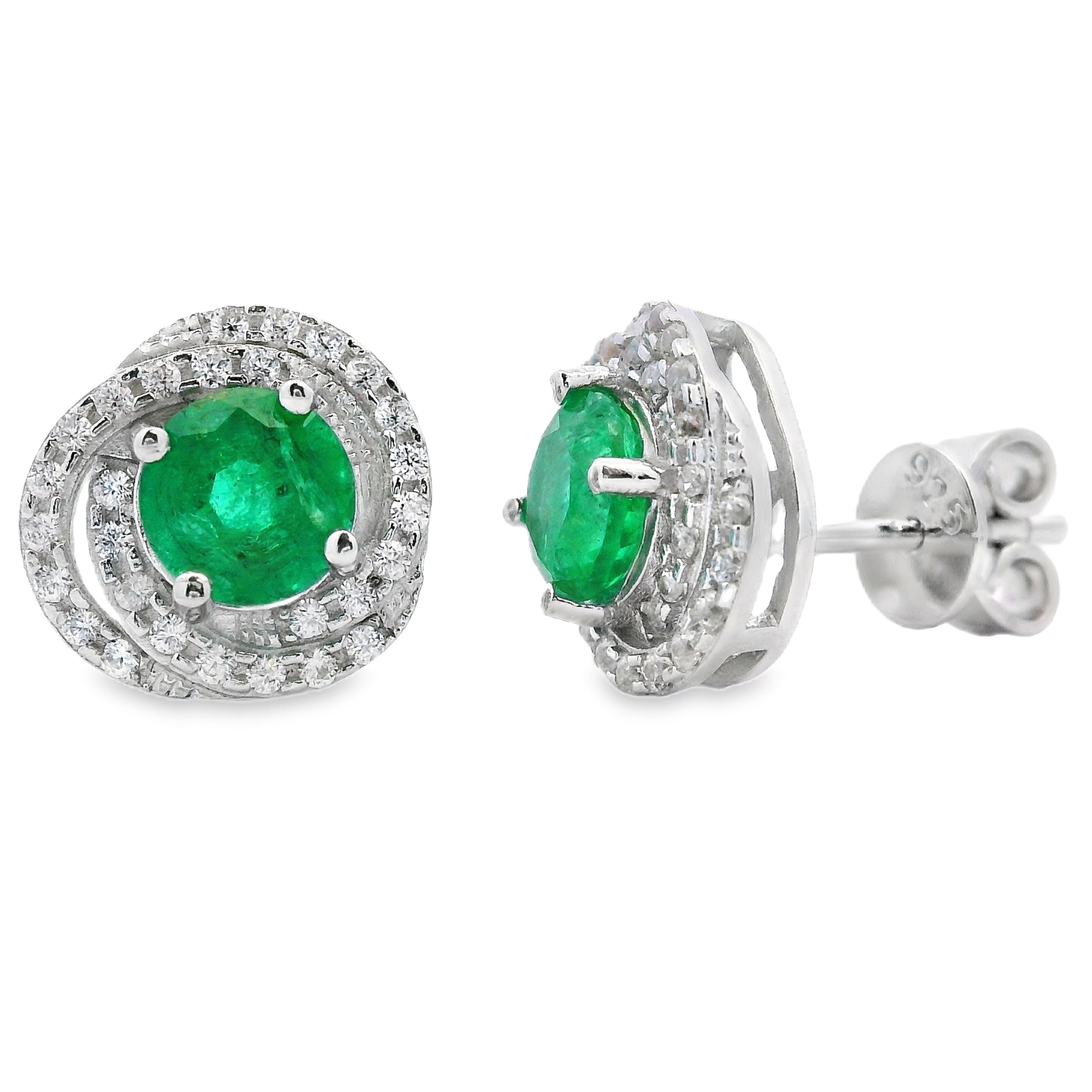 1.66ct Emerald Zircon Stud Earrings Sterling Silver on sale at MyriadMart