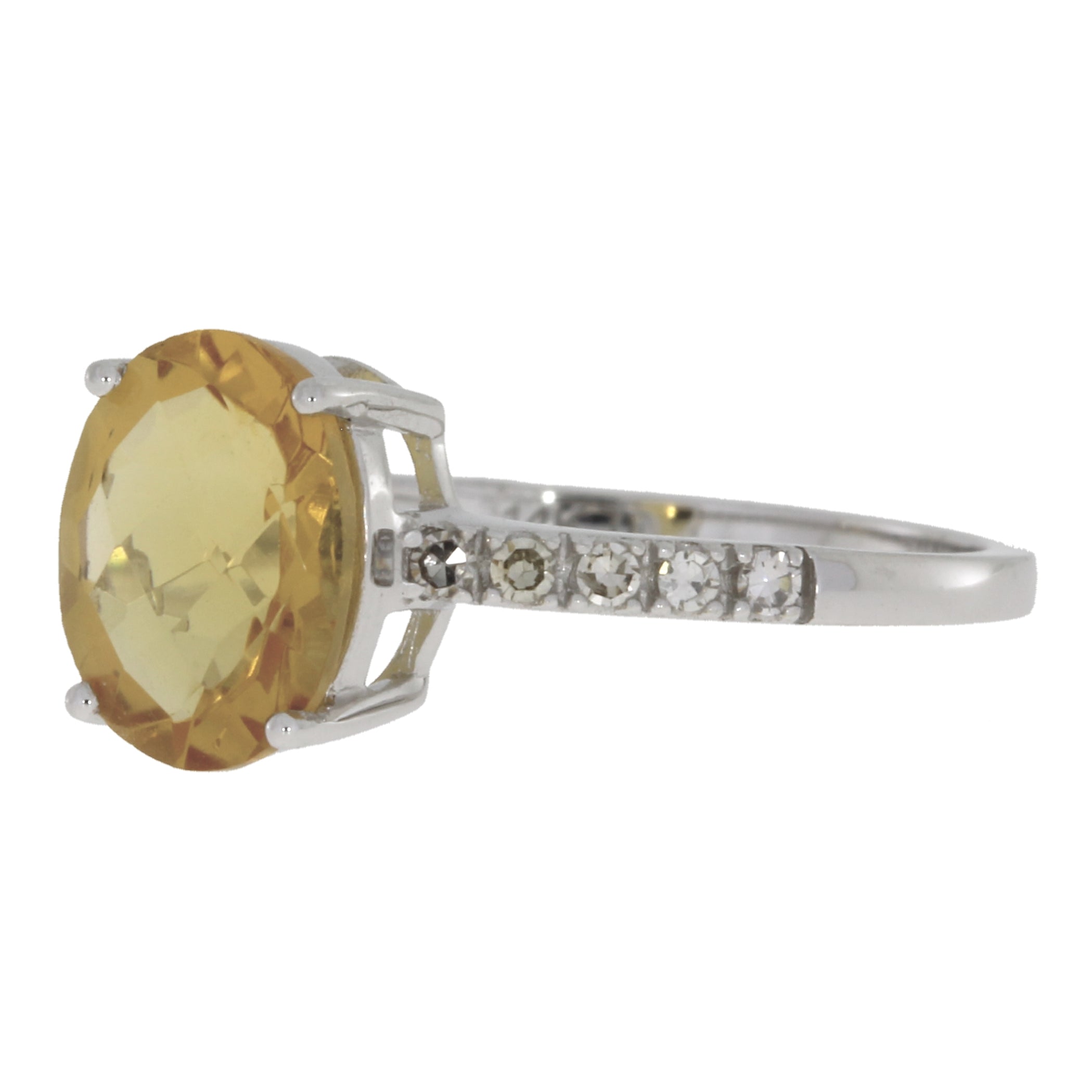 Natural 2.20ct Citrine Diamond Ring 14KT White Gold on sale at MyriadMart
