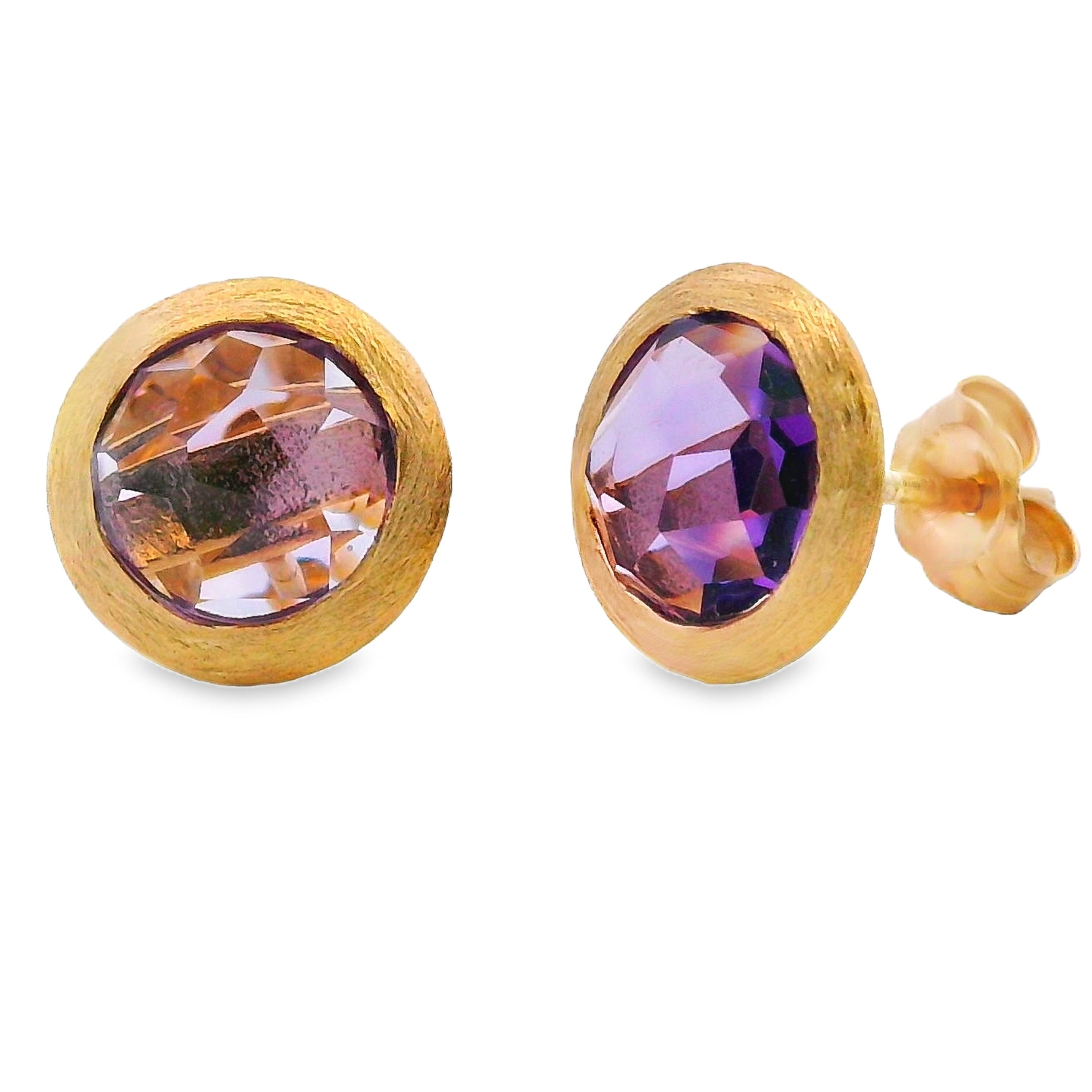 2.20ct Amethyst Earrings 14KT Yellow Gold on sale at MyriadMart