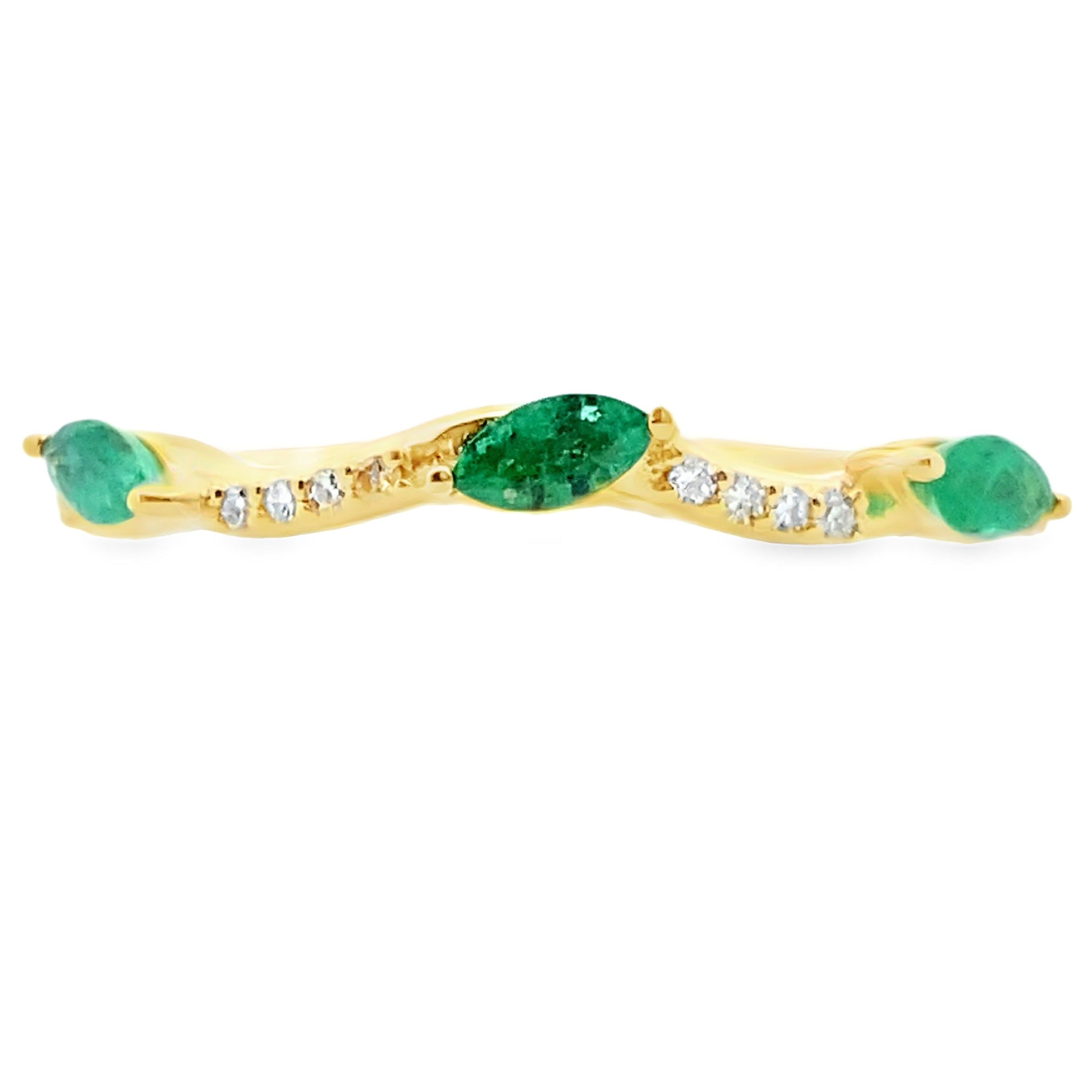 Emerald Diamond stackable band set 14KT Yellow Gold on sale at MyriadMart