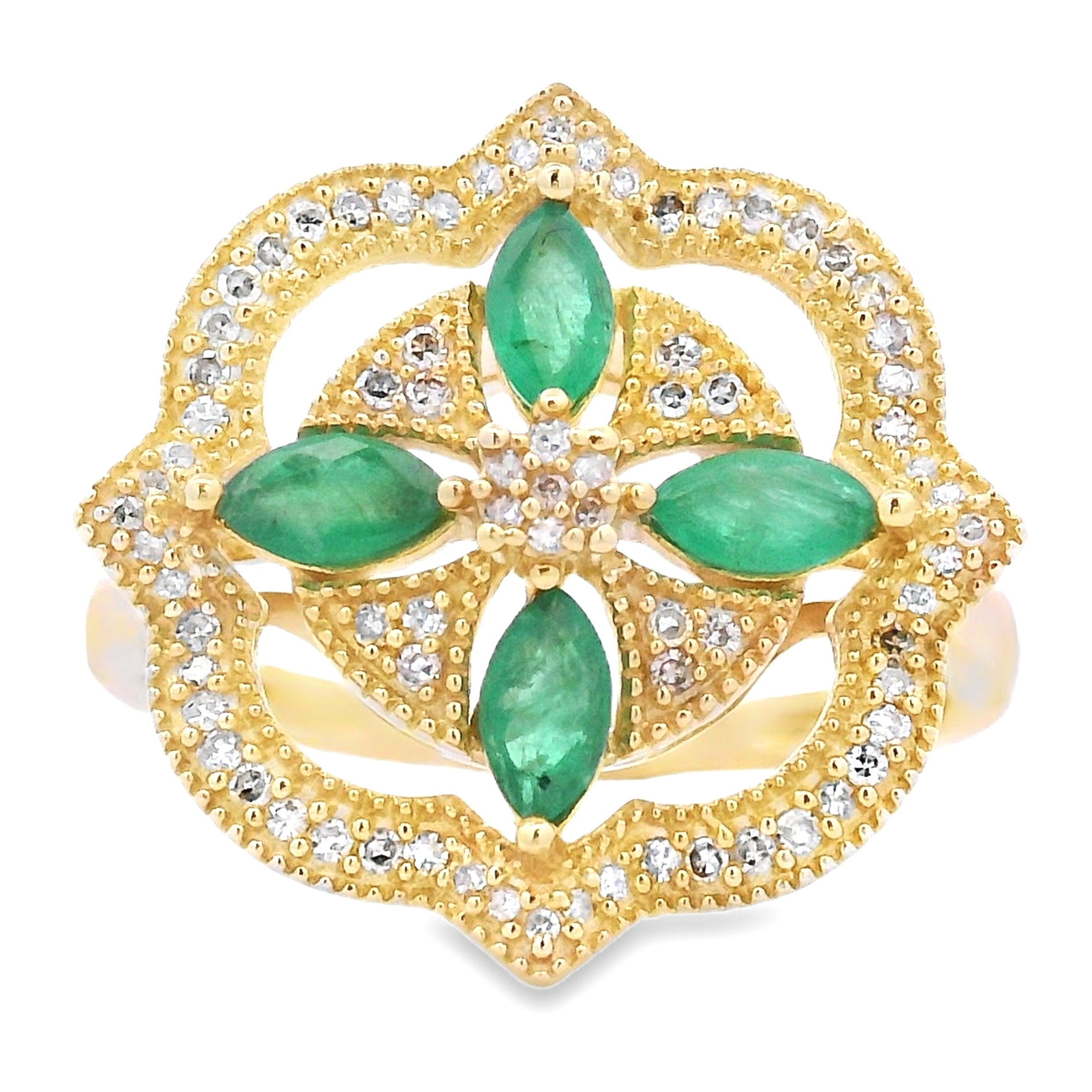 .69ct Emerald Diamond Ring 14KT Yellow Gold on sale at MyriadMart